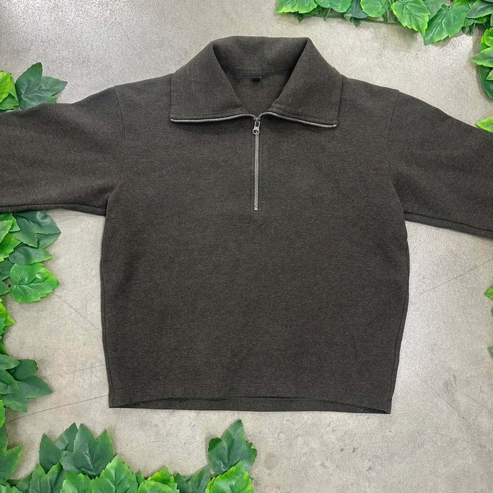 UNIQLO 1/4 Zip Fleece Pullover Brown Women's M - Picture 3 of 7